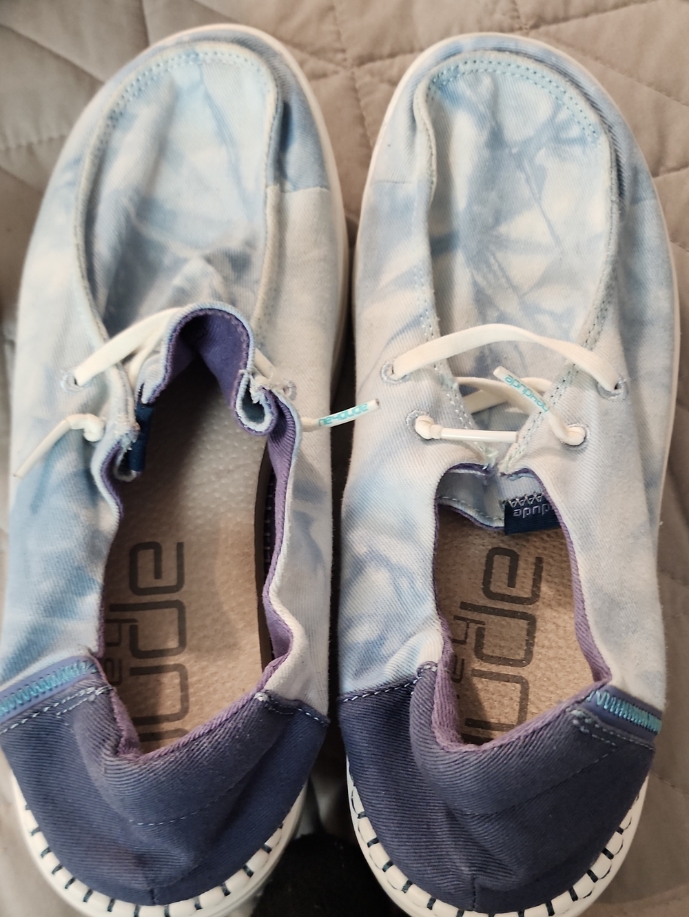Skechers Women’s Light Blue Tie-Dye Slip-On Moccasins